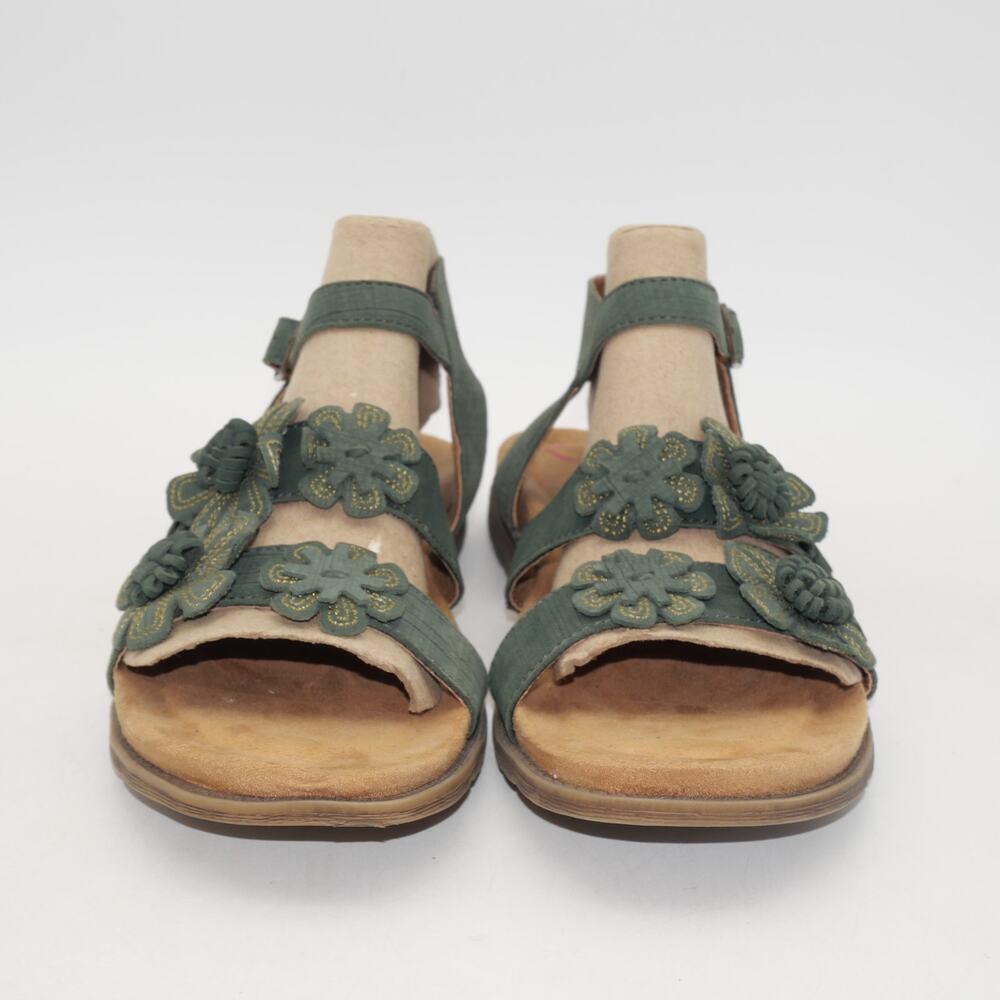 NEW Comfotiva Women's 8.5 Sandals Green Flowers Leather  Buckle - Picture 7 of 12